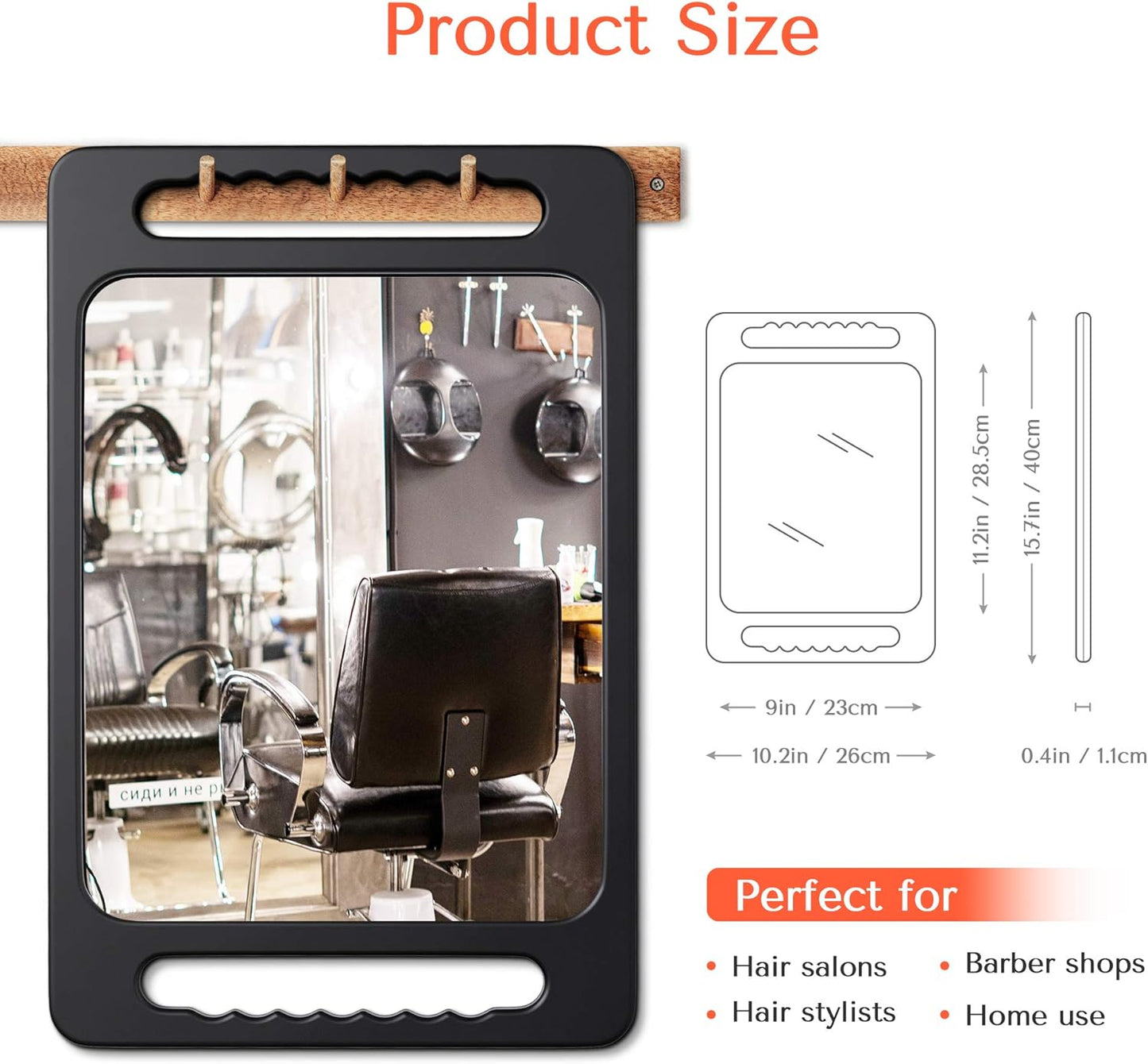 Unbreakable Hand Mirror - Large Double Handle Design for Hair & Beauty Salon | Lightweight Barber Mirror