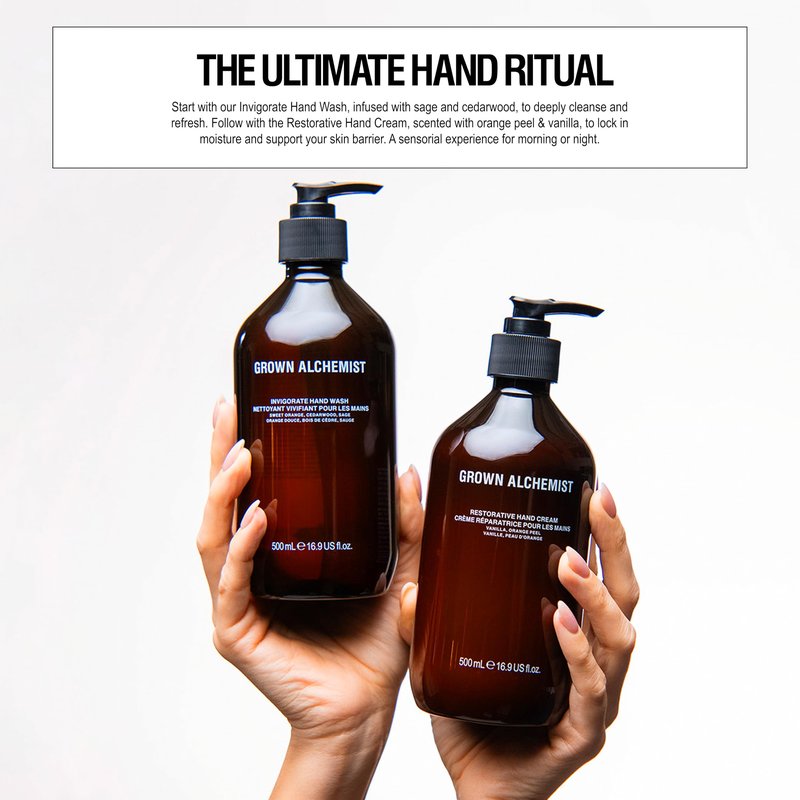 Grown Alchemist Invigorate Hand Wash Refill – Liquid Hand Soap with Aloe, Sweet Orange, Cedarwood & Sage – Gentle, Moisturizing Kitchen & Bathroom Soap, Natural Plant Based Gel Cleanser, 1L