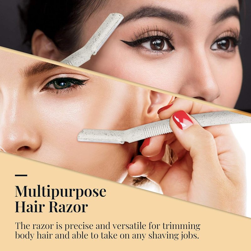 Dermaplane Razor for Women - Multipurpose Face & Eyebrow Trimmer | 6 Disposable Blades Included