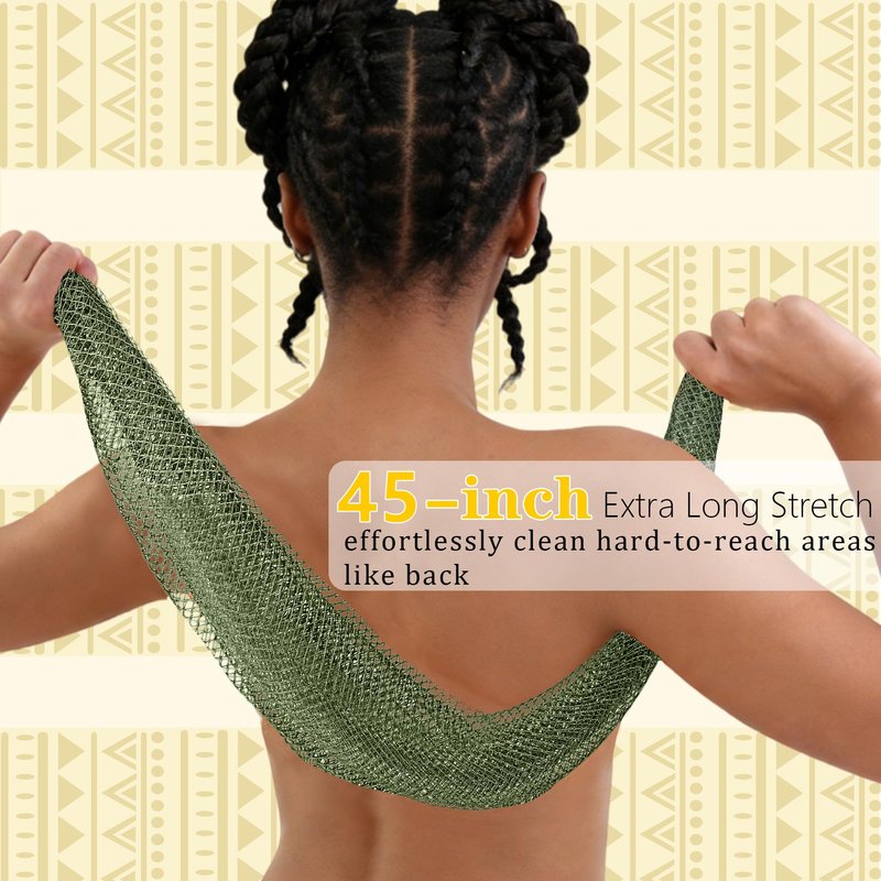 PeaKalo 2Pcs African Net Sponge Authentic, Gentle Cleansing African Exfoliating Net Sponge Shower Loofah Sponge for All Skin Types, Back Scrubber for Shower Body Scrubber (Dark Green & Brown)