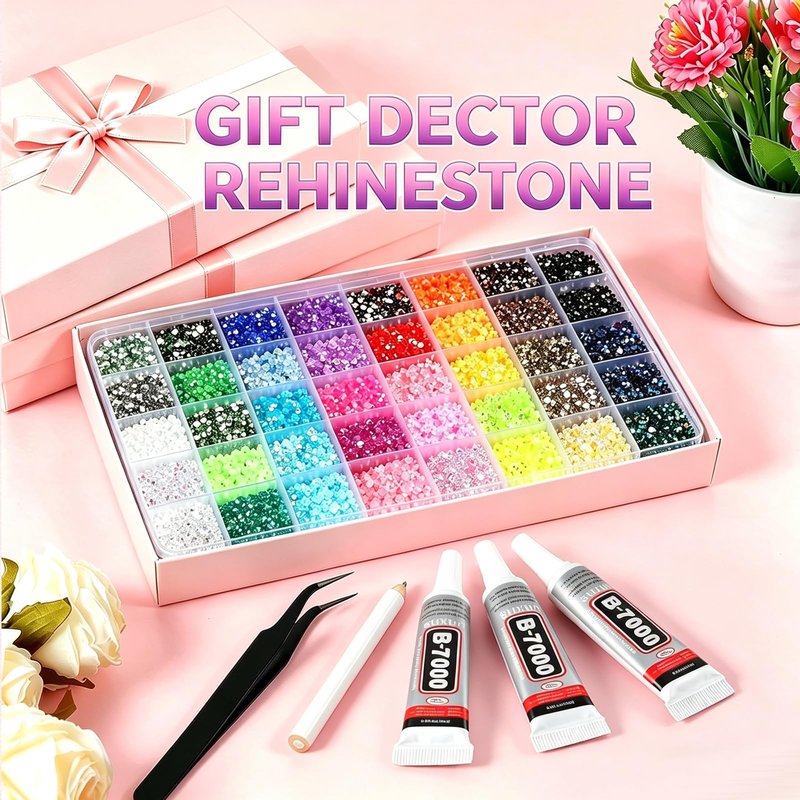 40 Color Resin Jelly Rhinestones for Bedazzling, 3mm Flatback Gems for Diamond Art, Bedazzler Kit with 3Pcs 10ml B7000 Jewelry Glue for Nail Art Crafting Book Makeup(36000Pcs)