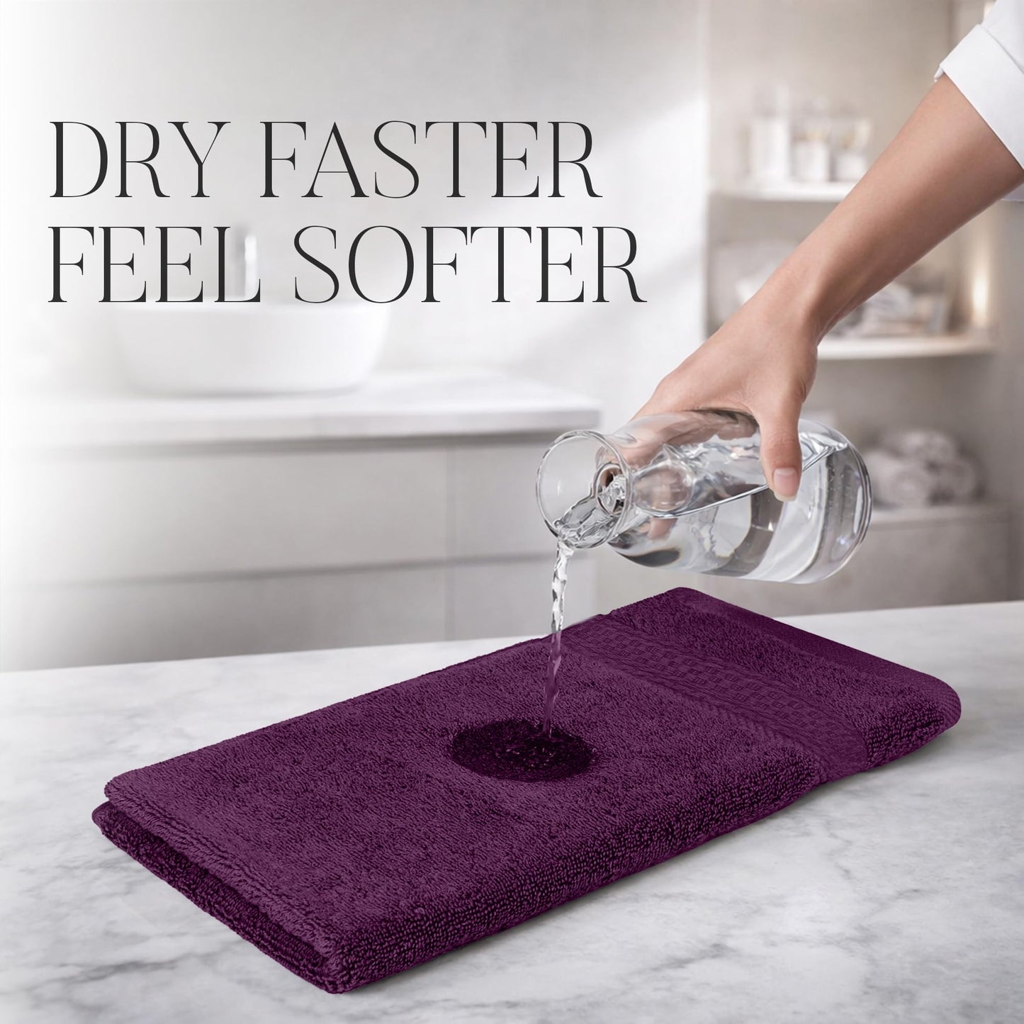 RIVERSIDE 12-Pack Premium 100% Cotton Purple Passion Face Towels for Bathroom [12x12] - Reusable Luxury Face Wash Cloths for Showering - 550 GSM Super Soft & Absorbent Washcloths for Body, Spa & Gym