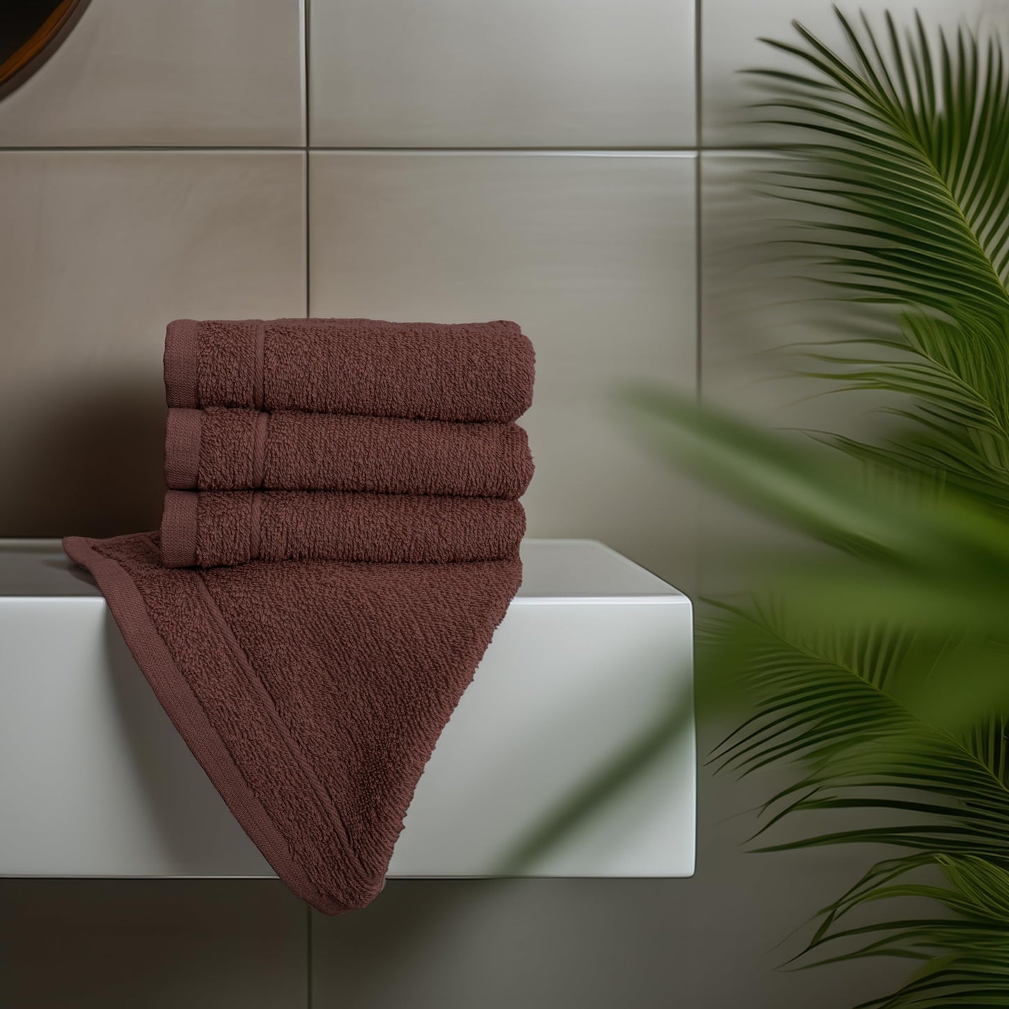 Tens Towels Pack of 12 Washcloths, 12 x 12 Inches, Lighter Weight, Quick to Dry, Super Soft & Absorbent, Gentle Face Towels, Hotel Quality, Perfect for Bathroom, Gym, Spa (Brown, 12 Pack)