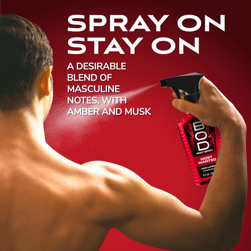 BOD man Fragrance Body Spray, Most Wanted, 8 fl oz (Pack of 2)