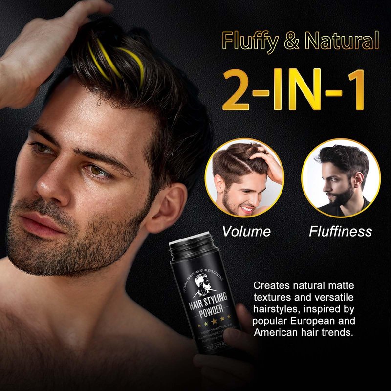 NIFEISHI Hair Styling Powder for Men, (1.05oz of 2Pack) Volumizing Texture Powder for All Hair Types, Easy to Apply, Natural Matte Hairstyle, Texturizing and High Hold