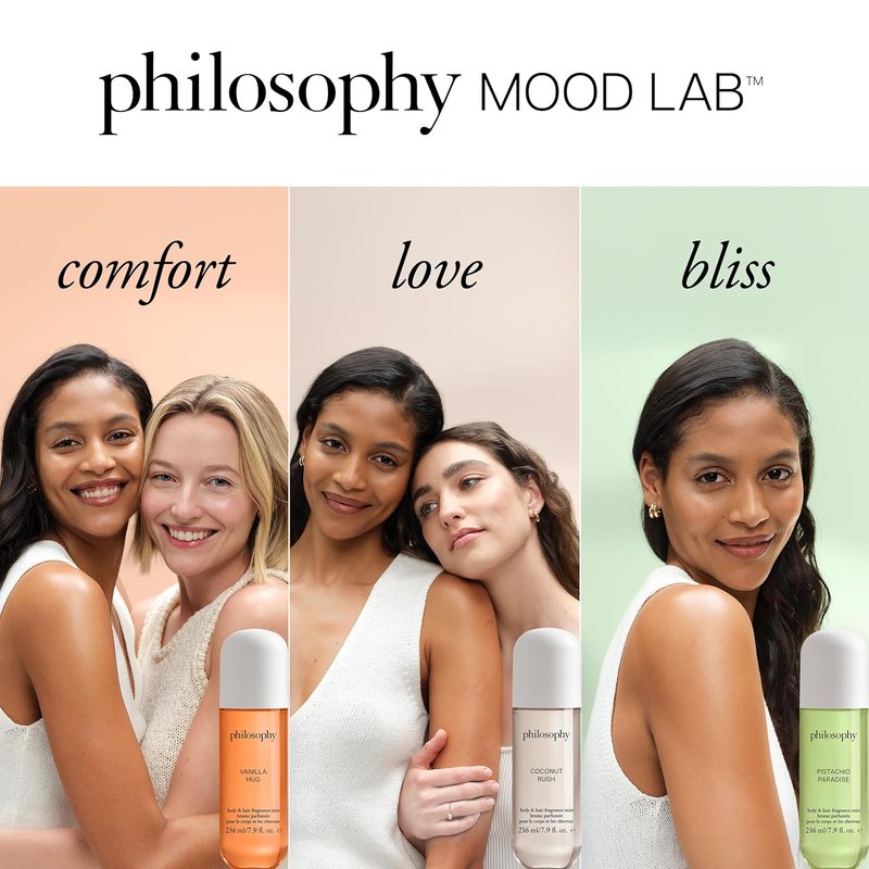 Philosophy Hair and Body Mists - Long-Lasting Fragrance for Women | Hydrates & Refreshes for 24 Hours - Vanilla, Pistachio & Coconut Scents