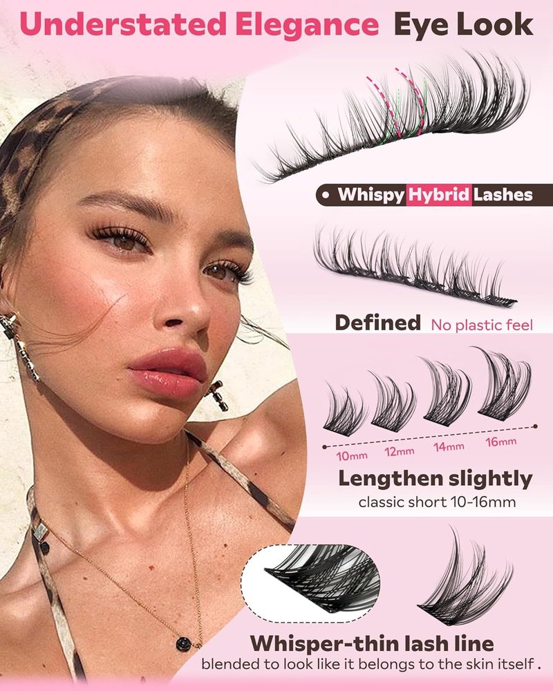 Goddvenus Lash Clusters Kit - Wispy DIY Eyelash Extensions | 180pcs C Curl 10-16mm Natural Look