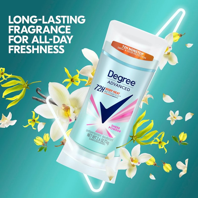 Degree Advanced Protection Antiperspirant Deodorant - Sheer Powder, 72-Hour Sweat & Odor Control, 2.6 oz (Pack of 2)
