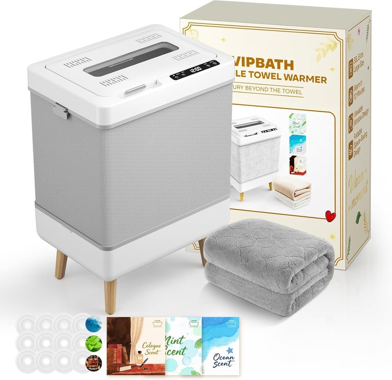 Skiennix 35L Towel Warmer - Family-Sized Foldable Design with Window & Dual Safety Shut-Off | Spa-Like Luxury Gift Set