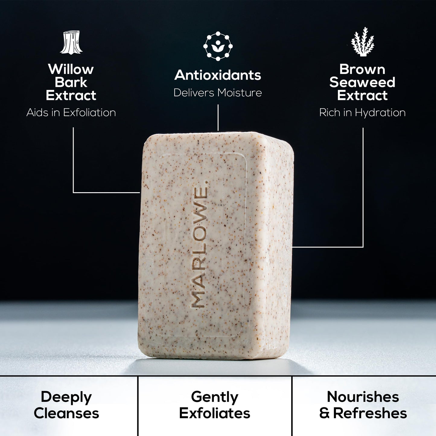 MARLOWE. No. 102 Body Scrub Soap 7 oz (12 Bars), Cedarwood & Sea Salt, Exfoliating Soap Bar with Shea Butter, Olive Oil & Green Tea Extracts, Cleanses, Smooths & Revitalizes Skin, Fresh & Zesty Scent