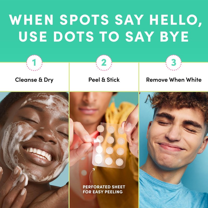 Dots for Spots Pimple Patches For Face - Fast Acting, Translucent Hydrocolloid Zit Patches that Unclog Pores Korean Skin Care - Vegan, Cruelty Free - (60 count)