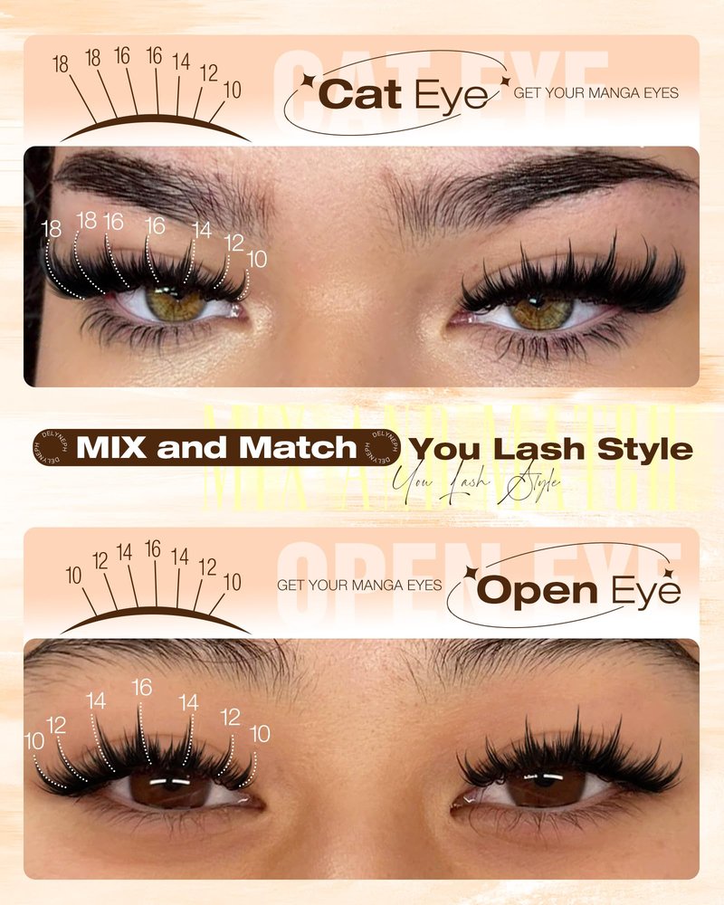 Manga Lash Clusters with Spikes Anime Eyelash Clusters Spiky Wet Cluster Eyelash Extensions Wispy Lashes Clusters Soft Thin Band Individual Lashes Clusters by Delyneph