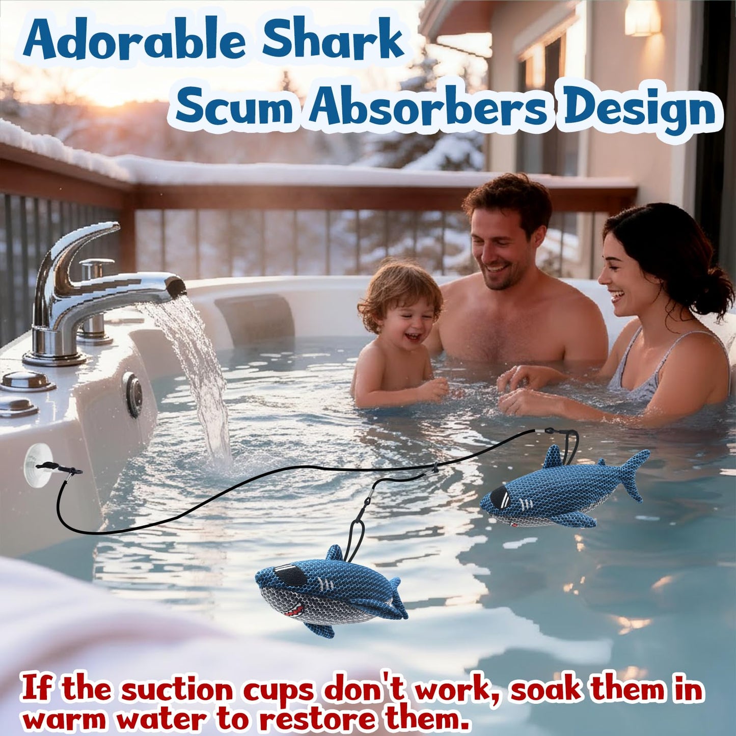 ZYIDBNG Shark Hot Tub Scum Absorber Reusable Washable Hot Tub Sponge Scum Absorber for Spa Hot Tub Oil Scum Absorber Spa Accessories for Adults (1 Pack, Shark)