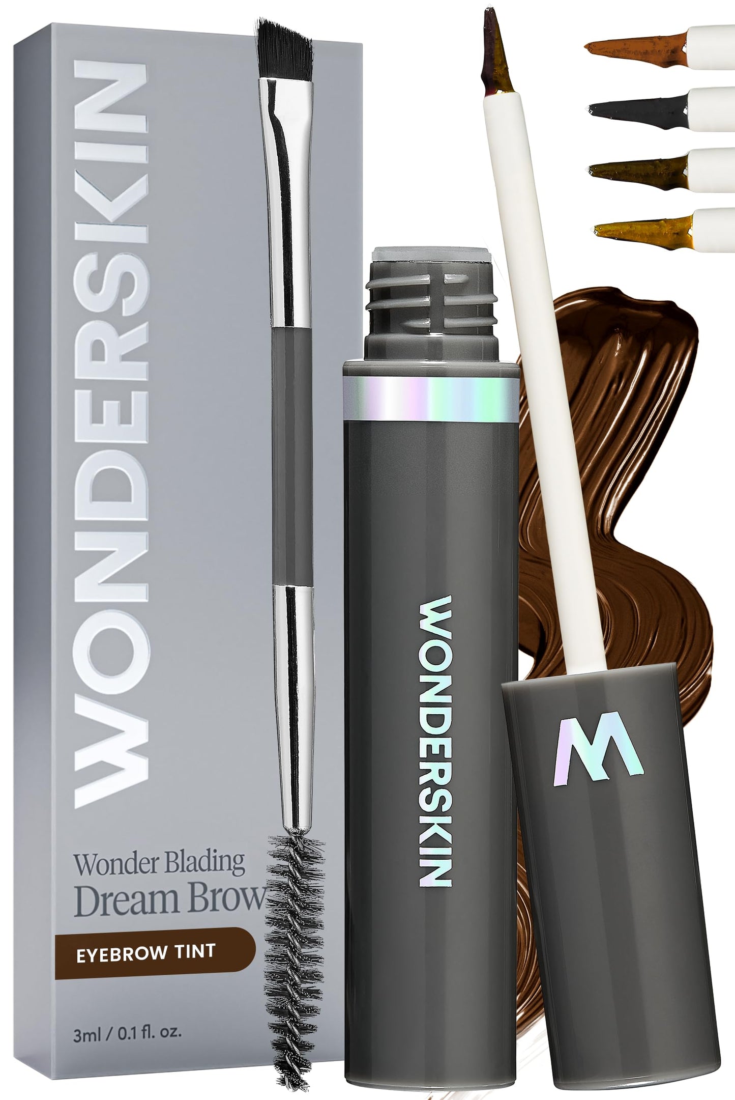 Wonderskin Dream Brow Eye Brow Gel, Long Lasting Eyebrow Gel, Water-resistant, Transfer Proof Tinted Filler Eyebrow Mascara (Dark Brunette)