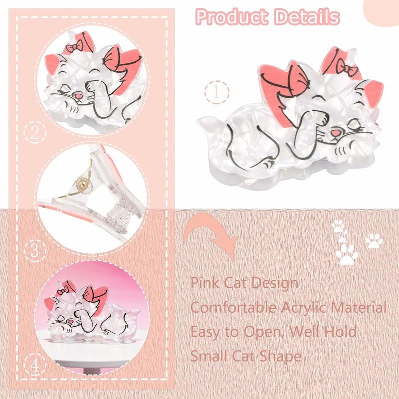 Skiennix Cat Hair Claw Clips - Funny Pink Accessories for Cat Lovers | Perfect Gift for Birthdays & Holidays