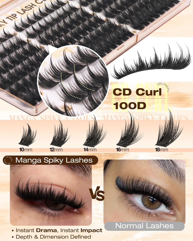 Manga Lash Clusters with Spikes Fairy Eyelash Clusters Spider Lash Cluster Eyelash Extensions Fluffy Lashes Clusters CD Curl Wispy Individual Lashes Extensions by Delyneph