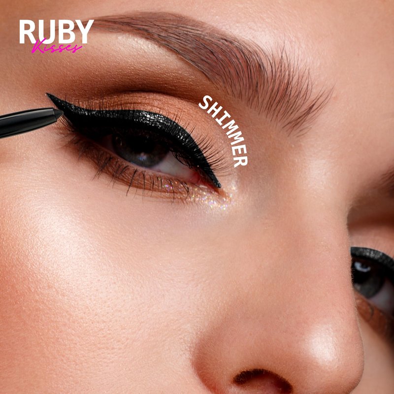 Ruby Kisses Pencil Eyeliner, Retractable Eyeliner, Waterproof, Smudge-Proof Eye Makeup, High Pigmented, 24H Long Lasting Eyepencil (Glitter Black)