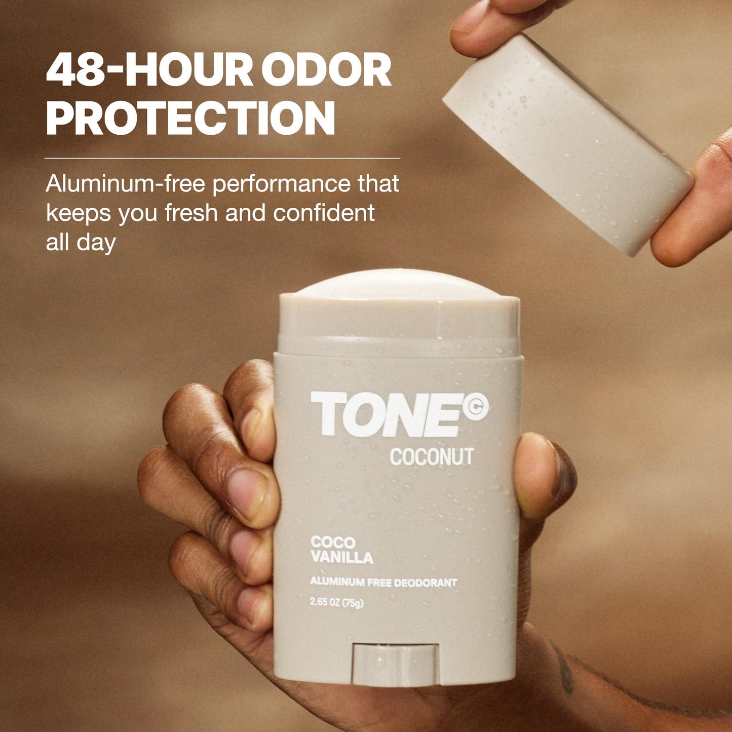 TONE Aluminum Free Deodorant for Men & Women, Coconut, Paraben Free Formula with up to 48-Hour Odor Protection, Dermatologist-Tested, 2.65 oz (4 Pack)