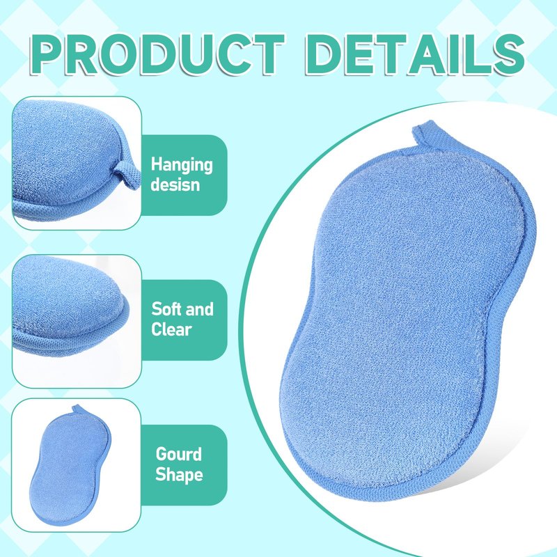 HJZHII 2Pcs Baby Bath Sponge, Soft Sponge for Bathing, Double-Sided Absorbent Loofah for Infants Kids Men Women