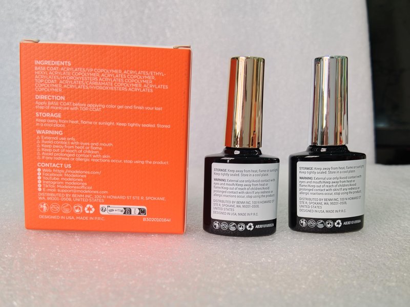 modelones Gel Nail Polish Top Base Coat, 2 PCS Clear High Glossy No Wipe Long Lasting Soak Off Home Salon DIY Manicure Gift for Women