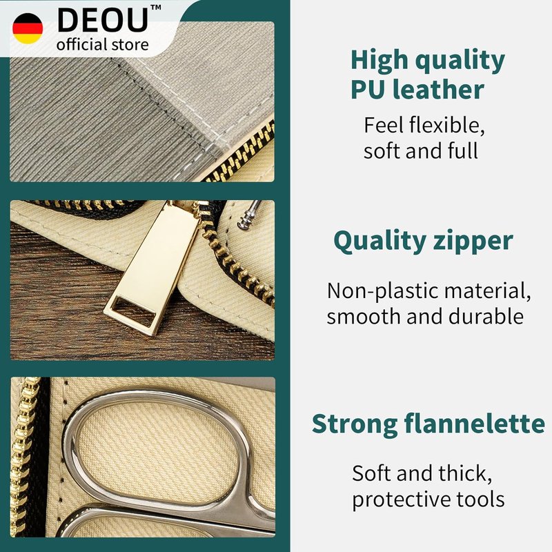 DEOU Manicure Set - Professional Stainless Steel Nail Clippers & Grooming Tools | Gray Upgrade