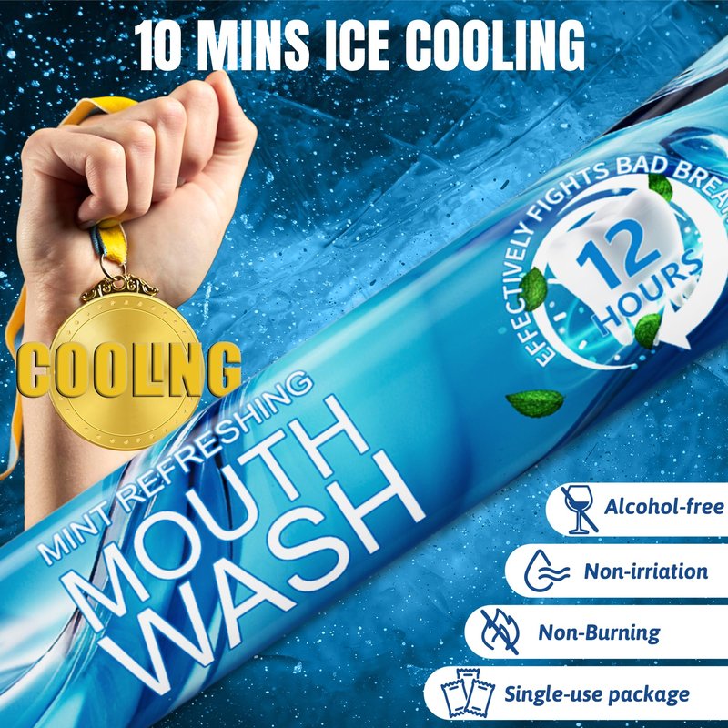 Portable Travel Size Mouthwash Packets - Mini Mint Mouthwash for Adults, Alcohol & Fluoride-Free, Freshens Breath for 12 Hours, Perfect for Date, Office, or Travel (Pack of 20)