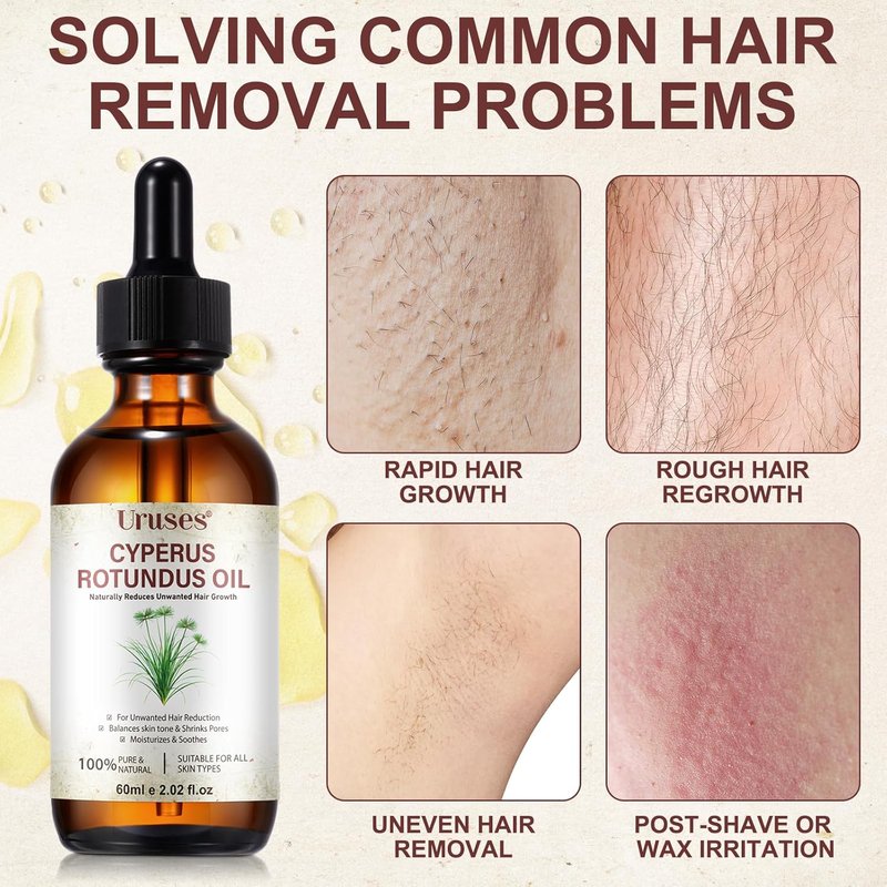 Cyperus Rotundus Oil - Natural Hair Removal Solution | Reduces Unwanted Hair Growth & Soothes Skin - 3 Pack