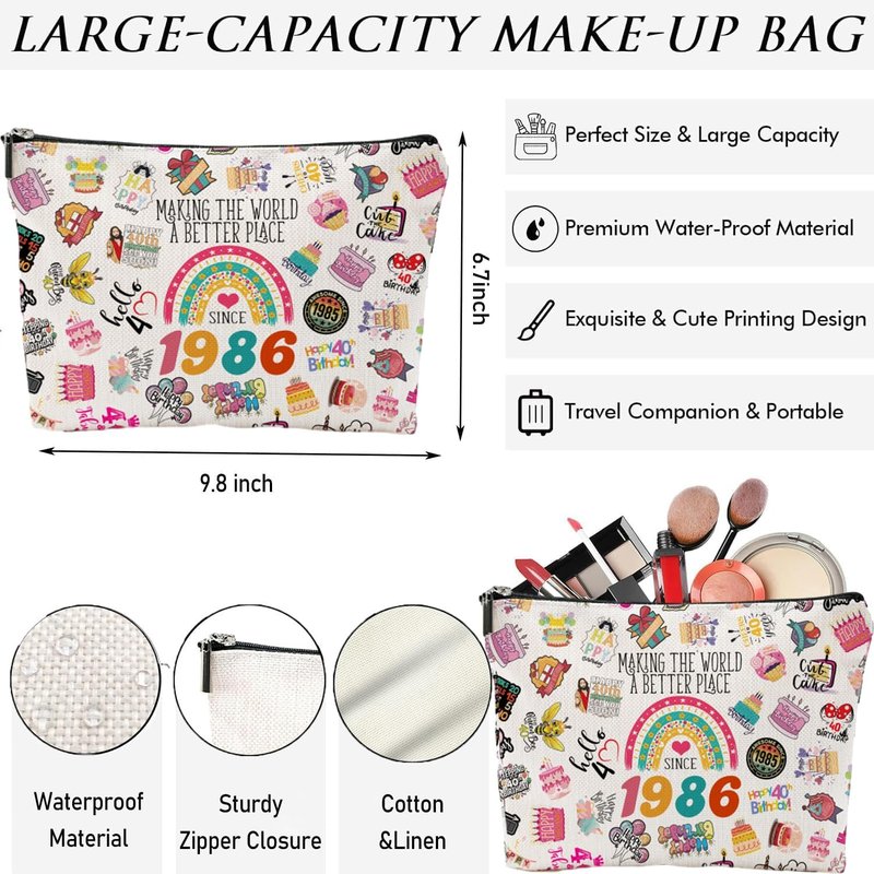 40th Birthday Gifts for Women - Stylish Makeup Bag & Toiletry Pouch | Perfect for Mom, Wife, Sister