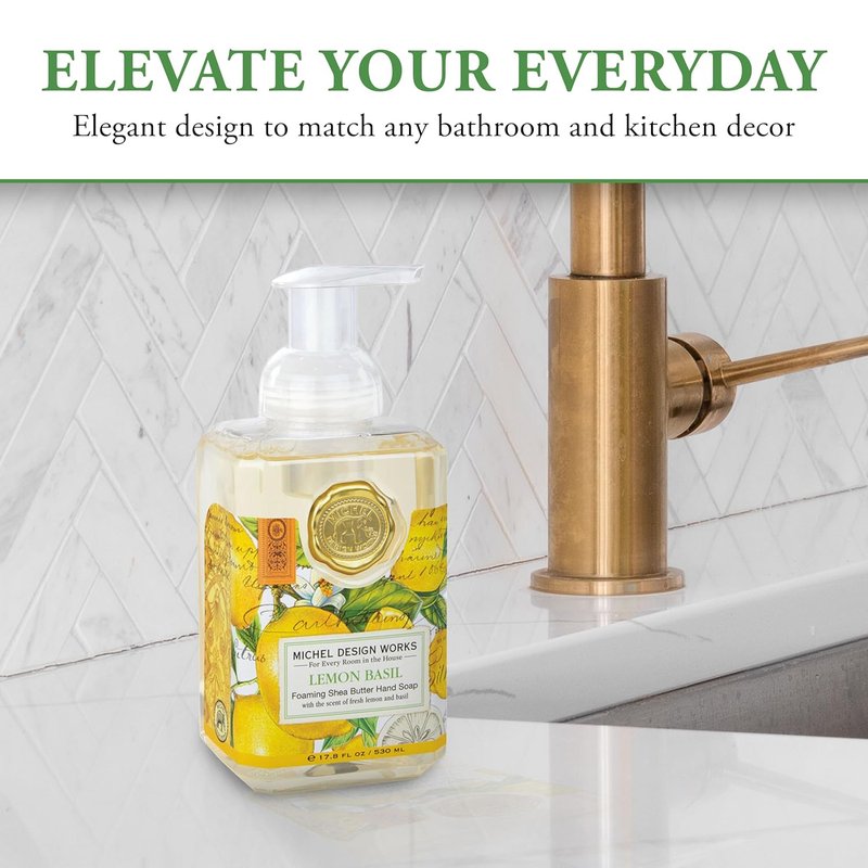 Michel Design Works Foaming Hand Soap - Refreshing Lemon Basil Scent | 17.8 Fl Oz Each