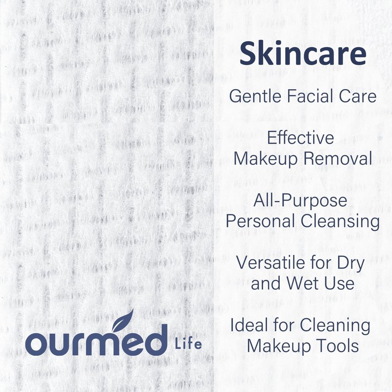 Ourmed Life Face Towels, Disposable Biodegradable Clean Facial Towels for Sensitive Skin, Lint- free Face Cloths for Makeup Remover, Skincare and Women Cleaning, Dry Wipes,300 Count EF Texture