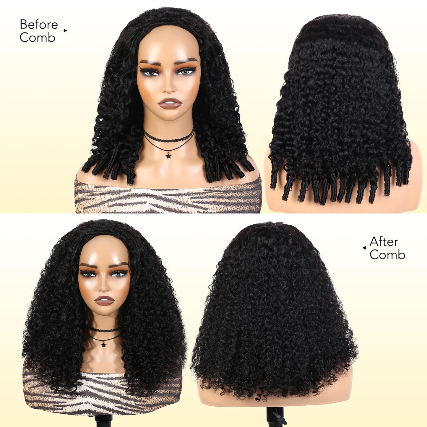 WIGNEE Burmese Curly Human Hair Half Wigs for Women 18 Inch 200% Density Glueless Deep Wave 3 In 1 Seamless Flip Over Half Wig Wear Go Drawstring Headband Wig with Spiral Ends Natural Color