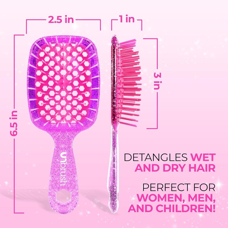 FHI Heat UNbrush Mini Detangler Brush for Pain-Free Brushing on All Wet or Dry Hair Types — Durable Duoflex Anti-Static Bristles, Lightweight Handle, Vented Mini Hair Brush