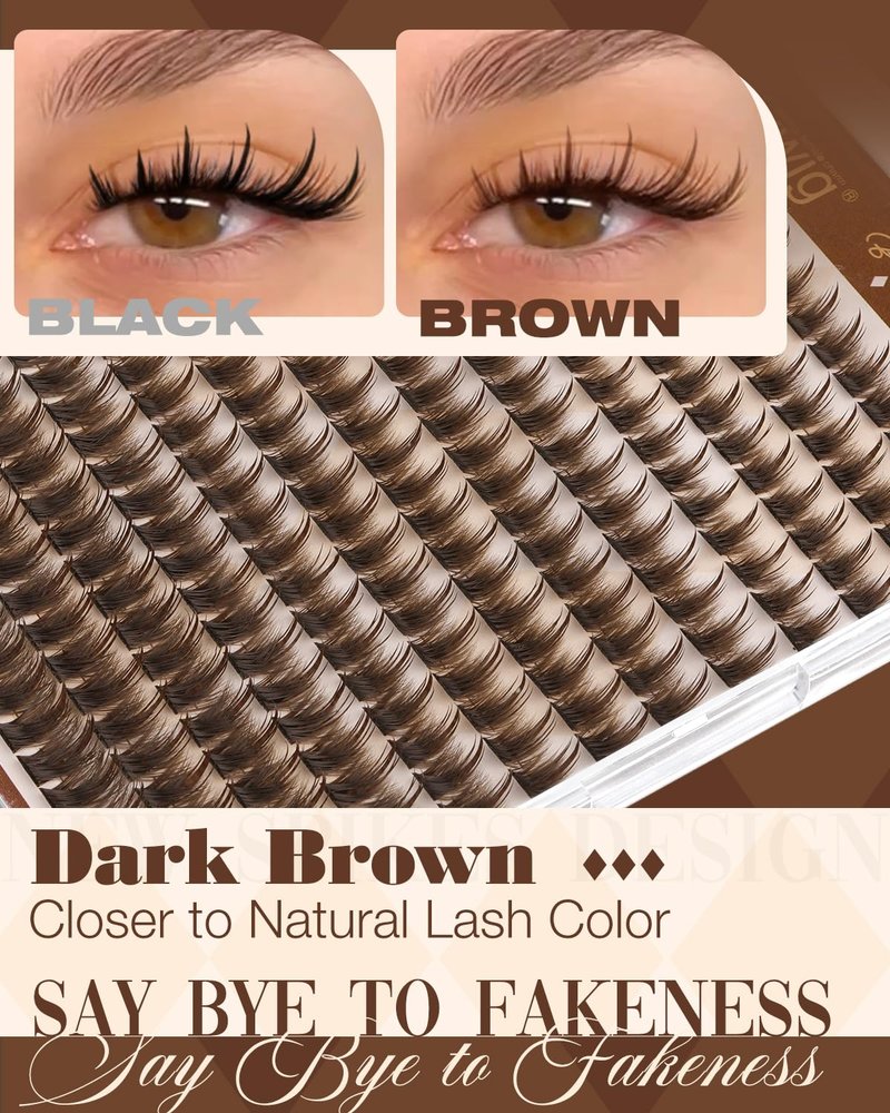 Brown Lash Clusters Kit Wispy Lash Extension Kit 10-14MM Short Spiky Eyelash Clusters Natural Cluster Eyelash Extensions Dark Brown Individual Lashes D Curly DIY Lash Extension by Lvmixwig