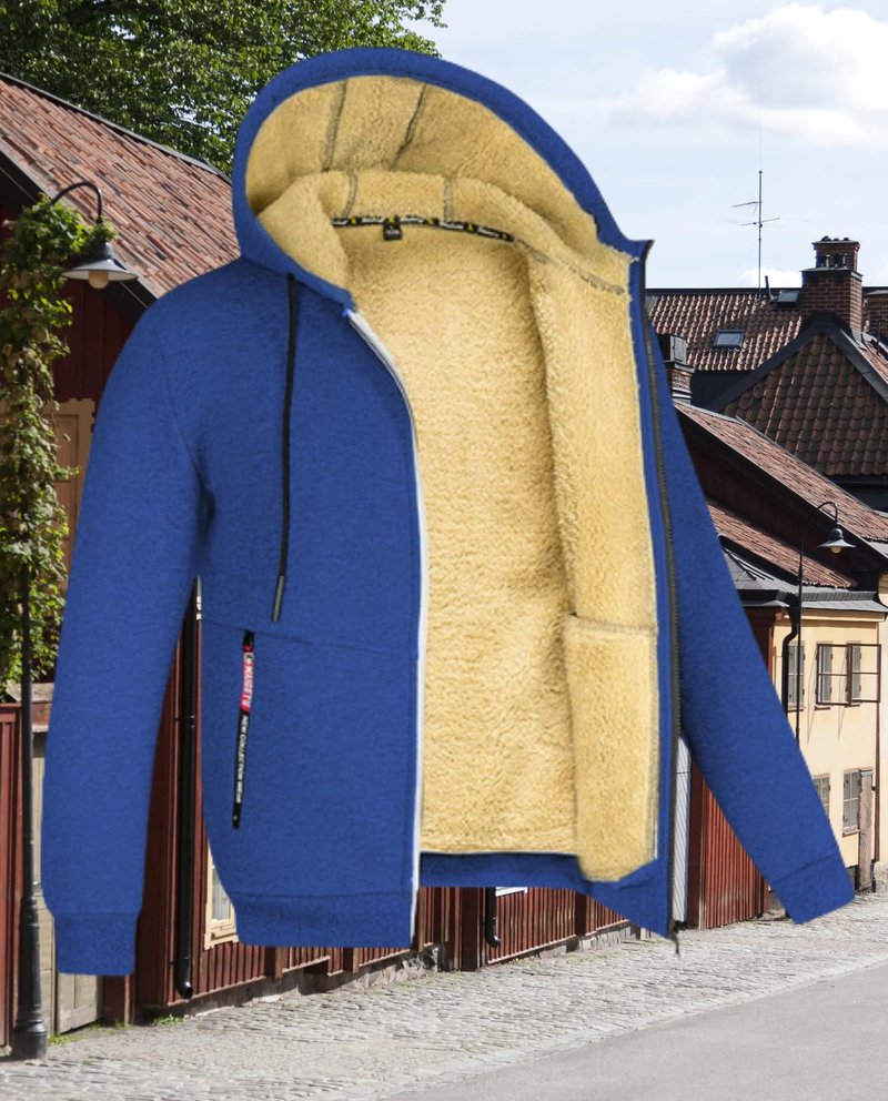 LIZALIG Men's Winter Hoodie Jacket Thickened Fleece-Lined Hooded Coat Cardigan-Style Warm Wear for Fall Season