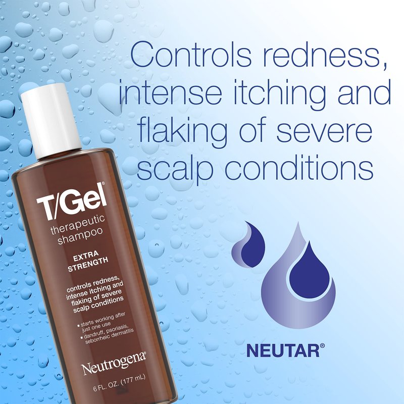 Neutrogena T/Gel Extra Strength Therapeutic Shampoo with 1% Coal Tar, Anti-Dandruff Treatment for Long-Lasting Relief of Itchy, Flaky Scalp due to Psoriasis & Seborrheic Dermatitis, 6 Fl Ounce