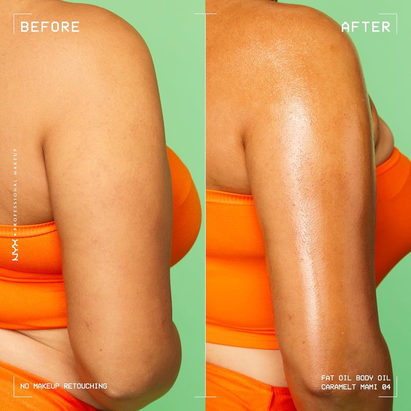 NYX Fat Oil Body Oil - Caramelt Mami | Caramel Scented Moisturizer with Vitamin E for 24HR Hydration & Glowing Skin