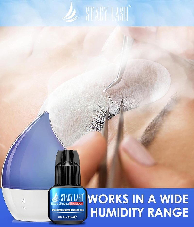 Extra Strong Evolution Eyelash Extension Glue Stacy Lash (0.17fl.oz/5ml)/1-2 Sec Dry/Retention – 8 Weeks/Black Adhesive