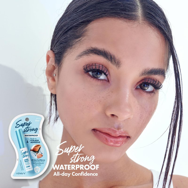 i-ENVY Super Strong Waterproof Clear Eyelash Adhesive, Brush-On Lash Glue for False Eyelashes, Long-Lasting Sweat & Tear Proof Hold, Dries Clear, 1 Pack
