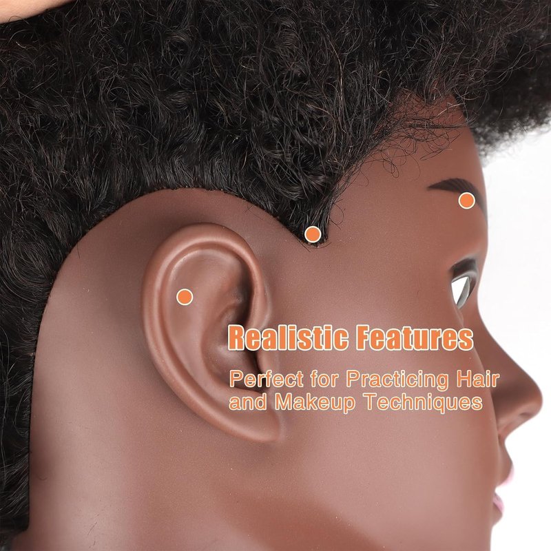 Sakalaka 10″ Afro Kinky Hair Mannequin Head - 100% Human Hair for Braiding & Cosmetology Training