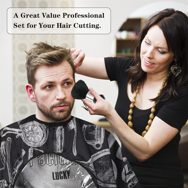 FEBSNOW Professional Barber Cape - Waterproof Hair Cutting Cape with Neck Duster Brush | Large Size
