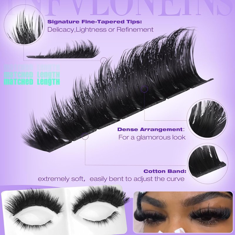 Mink Lash Clusters - D-Curly Eyelash Extensions with Bottom Spikes | 12-22MM Individual Wispy Thick Lashes