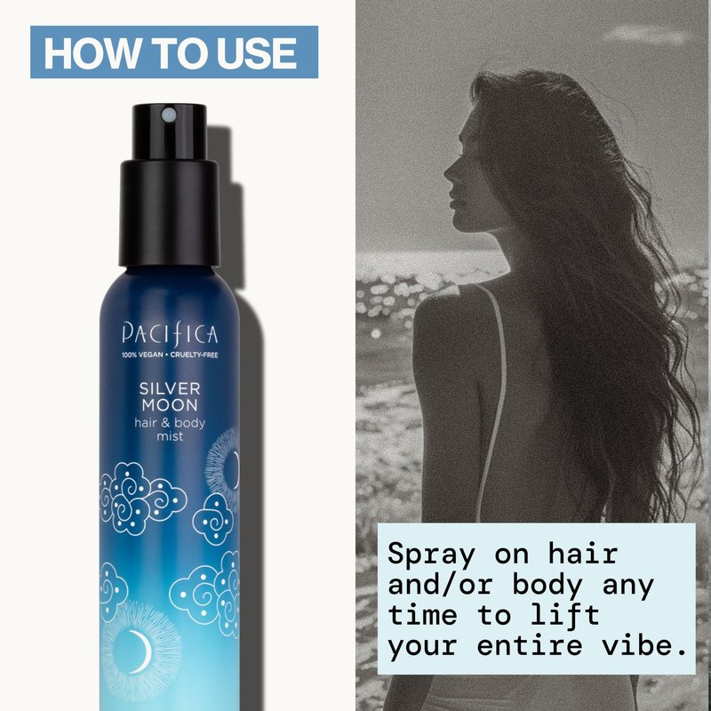 Pacifica Silver Moon Hair Mist Perfume & Full Body Spray for Women - Body Mist Fragrance w/BTonka, Santal, Cardamom, Vanilla Bean, Musk & Amber – Clean Beauty Alcohol-Free, Vegan & Cruelty-Free, 5 oz