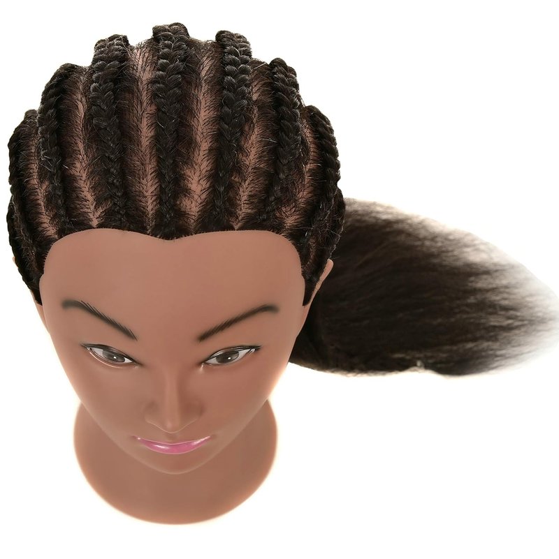 Skiennix 100% Human Hair Mannequin Head - Ideal for Hairdresser Practice & Braiding | Includes Stand