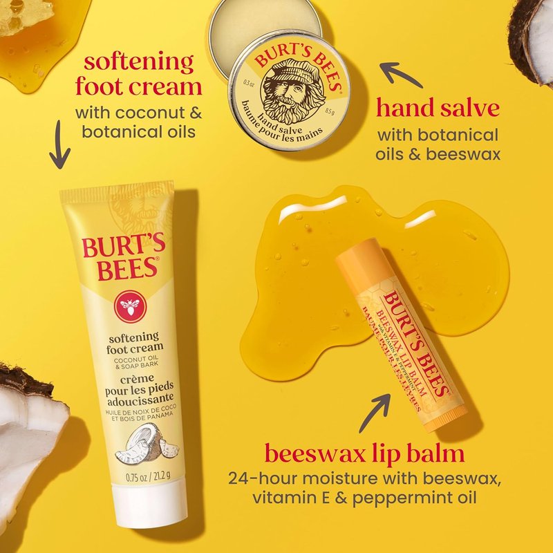 Burt's Bees Mothers Day Gifts Ideas - Essentials Everyday Set, 5 Travel Size Products - Deep Cleansing Cream, Hand Salve, Body Lotion, Foot Cream and Original Lip Balm