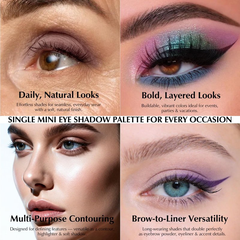 QHOSIULI Nude Beige Matte Eyeshadow Palette, Mini Monochrome Powder Eye Shadow for Older Women, High-Pigment White Eyeshadow Compact sombras para ojos, Naturing-Looking Smooth Blendable Color