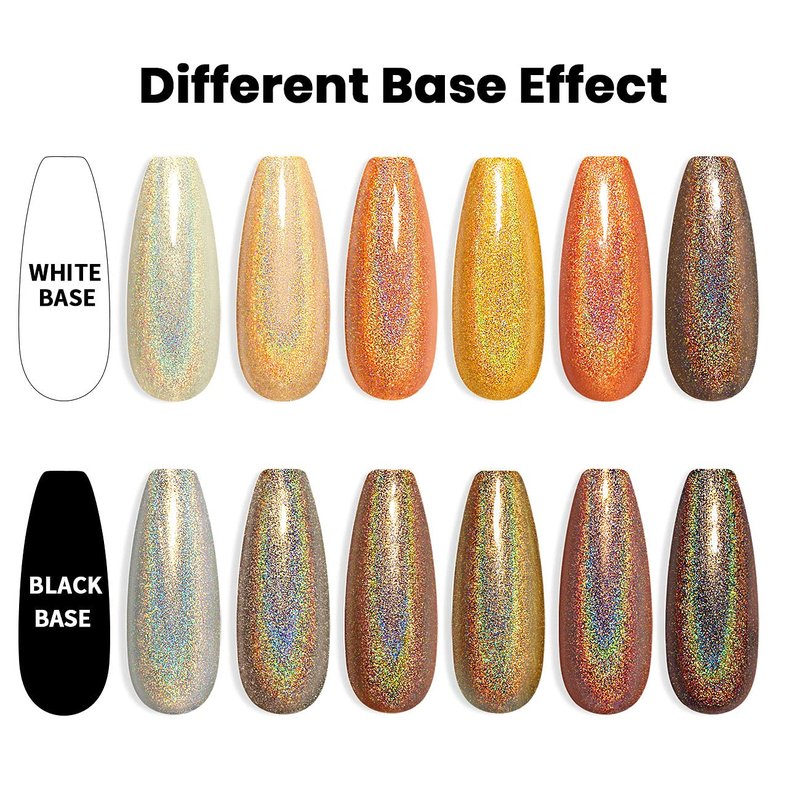 Holographic Gel Nail Polish Set - Sunflower Collection | 6PCS UV LED Soak Off Orange Yellow Colors 7.5ML