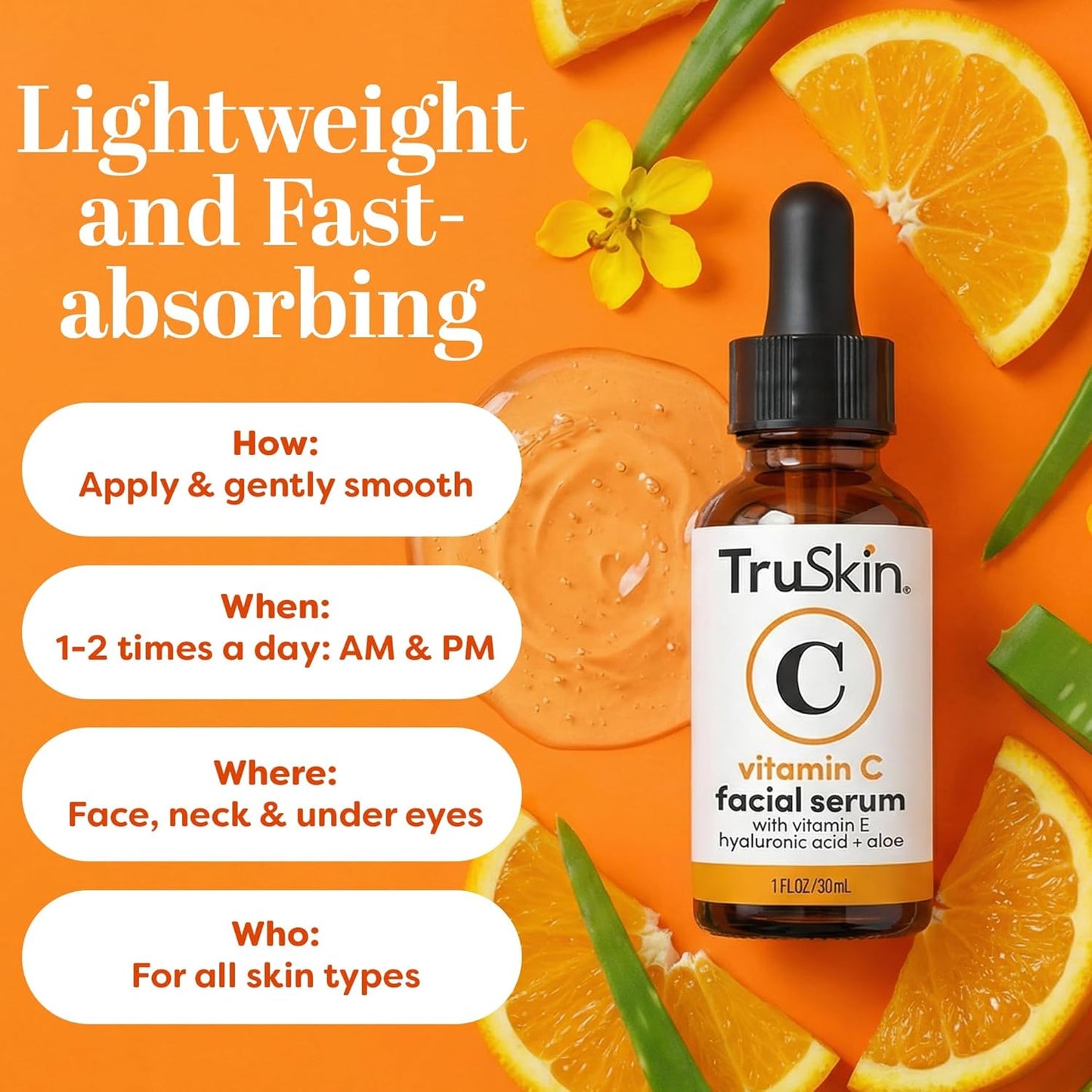 TruSkin Vitamin C Serum - Anti-Aging Face Serum with Hyaluronic Acid & Vitamin E | 1 fl oz for All Skin Types