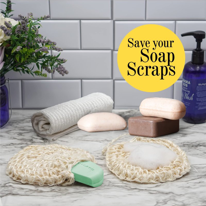 Natural Handwoven - Sisal Loofah Made from Premium Agave Fibers - Arabic - Turkish Style Shower Loofahs Sponge with Soap Pocket - Exfoliating Body Scrubber - Organic Luffa