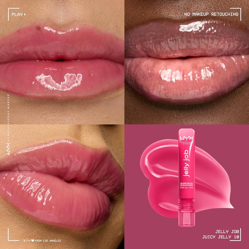 NYX Jelly Job Lip Gloss - Full-Bodied, Smoothing Lip Tint | Juicy Jelly Bright Pink