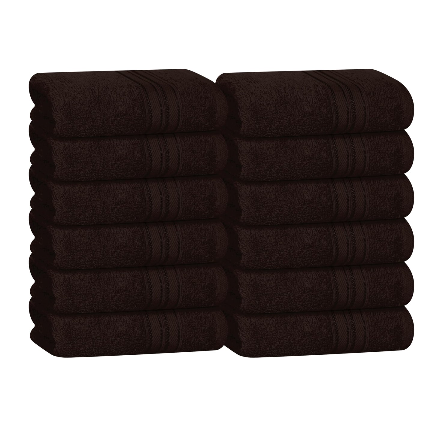 BOUTIQUO Ultra Soft Cotton Washcloths, Contains 12 Piece Face Cloths 12x12 inch, Ideal for Everyday use Face Towels, Compact & Lightweight Multi Purpose Washcloths - Chocolate Brown
